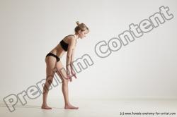 Underwear Gymnastic poses Woman White Moving poses Slim long blond Dynamic poses Academic