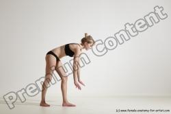 Underwear Gymnastic poses Woman White Moving poses Slim long blond Dynamic poses Academic