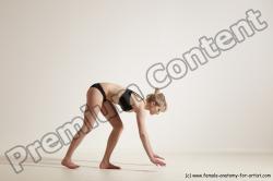 Underwear Gymnastic poses Woman White Moving poses Slim long blond Dynamic poses Academic