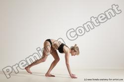 Underwear Gymnastic poses Woman White Moving poses Slim long blond Dynamic poses Academic