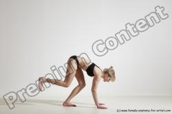 Underwear Gymnastic poses Woman White Moving poses Slim long blond Dynamic poses Academic