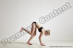 Underwear Gymnastic poses Woman White Moving poses Slim long blond Dynamic poses Academic