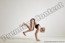 Underwear Gymnastic poses Woman White Moving poses Slim long blond Dynamic poses Academic