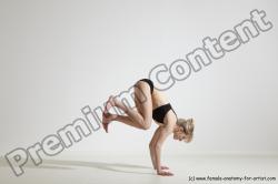 Underwear Gymnastic poses Woman White Moving poses Slim long blond Dynamic poses Academic