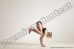 Underwear Gymnastic poses Woman White Moving poses Slim long blond Dynamic poses Academic