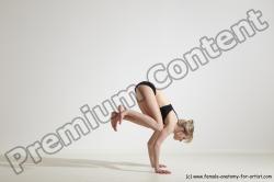 Underwear Gymnastic poses Woman White Moving poses Slim long blond Dynamic poses Academic