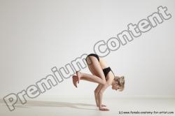 Underwear Gymnastic poses Woman White Moving poses Slim long blond Dynamic poses Academic