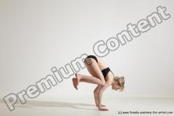 Underwear Gymnastic poses Woman White Moving poses Slim long blond Dynamic poses Academic