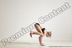 Underwear Gymnastic poses Woman White Moving poses Slim long blond Dynamic poses Academic