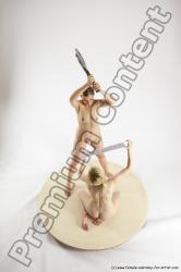 Nude Woman - Woman White Standing poses - ALL Slim long blond Fighting with axe Standing poses - simple Multi angle poses Pinup