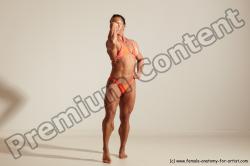 Swimsuit Woman White Moving poses Muscular long brown Dynamic poses Academic