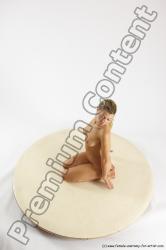 Nude Woman White Sitting poses - ALL Slim long blond Sitting poses - on knees Multi angle poses Pinup