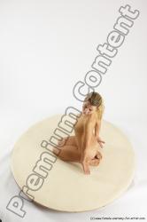 Nude Woman White Sitting poses - ALL Slim long blond Sitting poses - on knees Multi angle poses Pinup