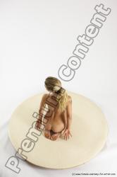 Nude Woman White Sitting poses - ALL Slim long blond Sitting poses - on knees Multi angle poses Pinup