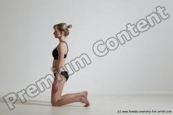 Underwear Gymnastic poses Woman White Moving poses Slim long blond Dynamic poses Academic