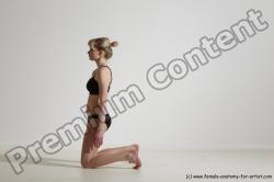 Underwear Gymnastic poses Woman White Moving poses Slim long blond Dynamic poses Academic