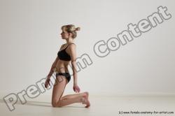 Underwear Gymnastic poses Woman White Moving poses Slim long blond Dynamic poses Academic