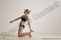 Underwear Gymnastic poses Woman White Moving poses Slim long blond Dynamic poses Academic