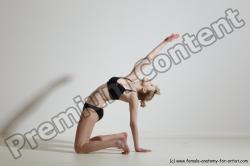 Underwear Gymnastic poses Woman White Moving poses Slim long blond Dynamic poses Academic