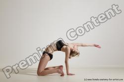 Underwear Gymnastic poses Woman White Moving poses Slim long blond Dynamic poses Academic