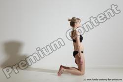 Underwear Gymnastic poses Woman White Moving poses Slim long blond Dynamic poses Academic