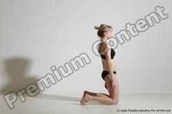 Underwear Gymnastic poses Woman White Moving poses Slim long blond Dynamic poses Academic