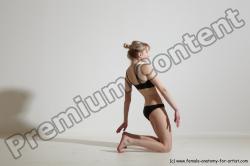 Underwear Gymnastic poses Woman White Moving poses Slim long blond Dynamic poses Academic