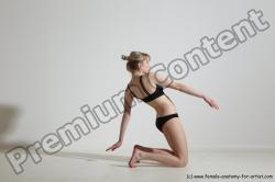 Underwear Gymnastic poses Woman White Moving poses Slim long blond Dynamic poses Academic