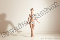 Swimsuit Woman White Slim long brown Dancing Dynamic poses Academic