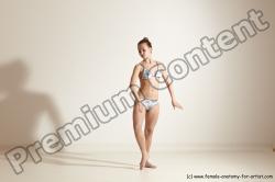 Swimsuit Woman White Slim long brown Dancing Dynamic poses Academic