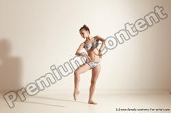 Swimsuit Woman White Slim long brown Dancing Dynamic poses Academic