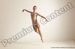 Swimsuit Woman White Slim long brown Dancing Dynamic poses Academic