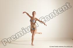 Swimsuit Woman White Slim long brown Dancing Dynamic poses Academic