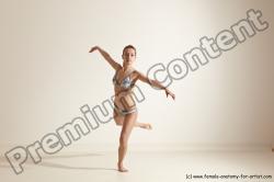 Swimsuit Woman White Slim long brown Dancing Dynamic poses Academic