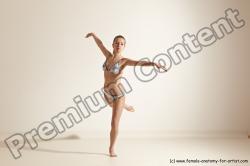 Swimsuit Woman White Slim long brown Dancing Dynamic poses Academic