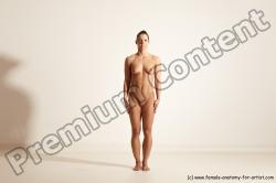 Nude Woman White Athletic medium brown Dancing Dynamic poses Pinup