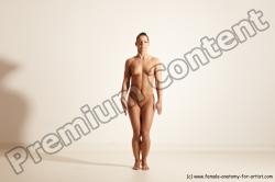 Nude Woman White Athletic medium brown Dancing Dynamic poses Pinup