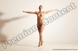 Nude Woman White Athletic medium brown Dancing Dynamic poses Pinup