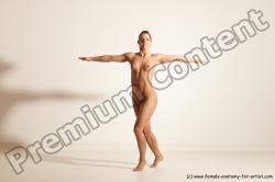 Nude Woman White Athletic medium brown Dancing Dynamic poses Pinup