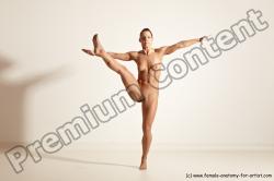 Nude Woman White Athletic medium brown Dancing Dynamic poses Pinup