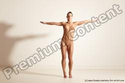 Nude Woman White Athletic medium brown Dancing Dynamic poses Pinup