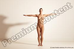 Nude Woman White Athletic medium brown Dancing Dynamic poses Pinup