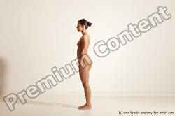 Nude Woman White Athletic medium brown Dancing Dynamic poses Pinup