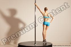 Underwear Gymnastic poses Woman White Moving poses Slim long blond Dynamic poses Academic