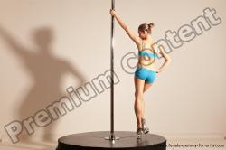 Underwear Gymnastic poses Woman White Moving poses Slim long blond Dynamic poses Academic