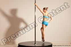 Underwear Gymnastic poses Woman White Moving poses Slim long blond Dynamic poses Academic