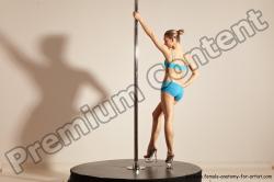 Underwear Gymnastic poses Woman White Moving poses Slim long blond Dynamic poses Academic