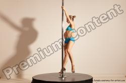 Underwear Gymnastic poses Woman White Moving poses Slim long blond Dynamic poses Academic