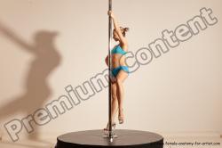 Underwear Gymnastic poses Woman White Moving poses Slim long blond Dynamic poses Academic