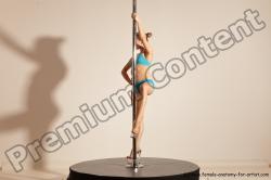 Underwear Gymnastic poses Woman White Moving poses Slim long blond Dynamic poses Academic